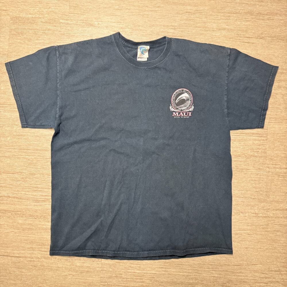 Maui Dive N Surf Shirt Beach Tee Mens XL Faded Black Coastal Classics - Picture 2 of 5